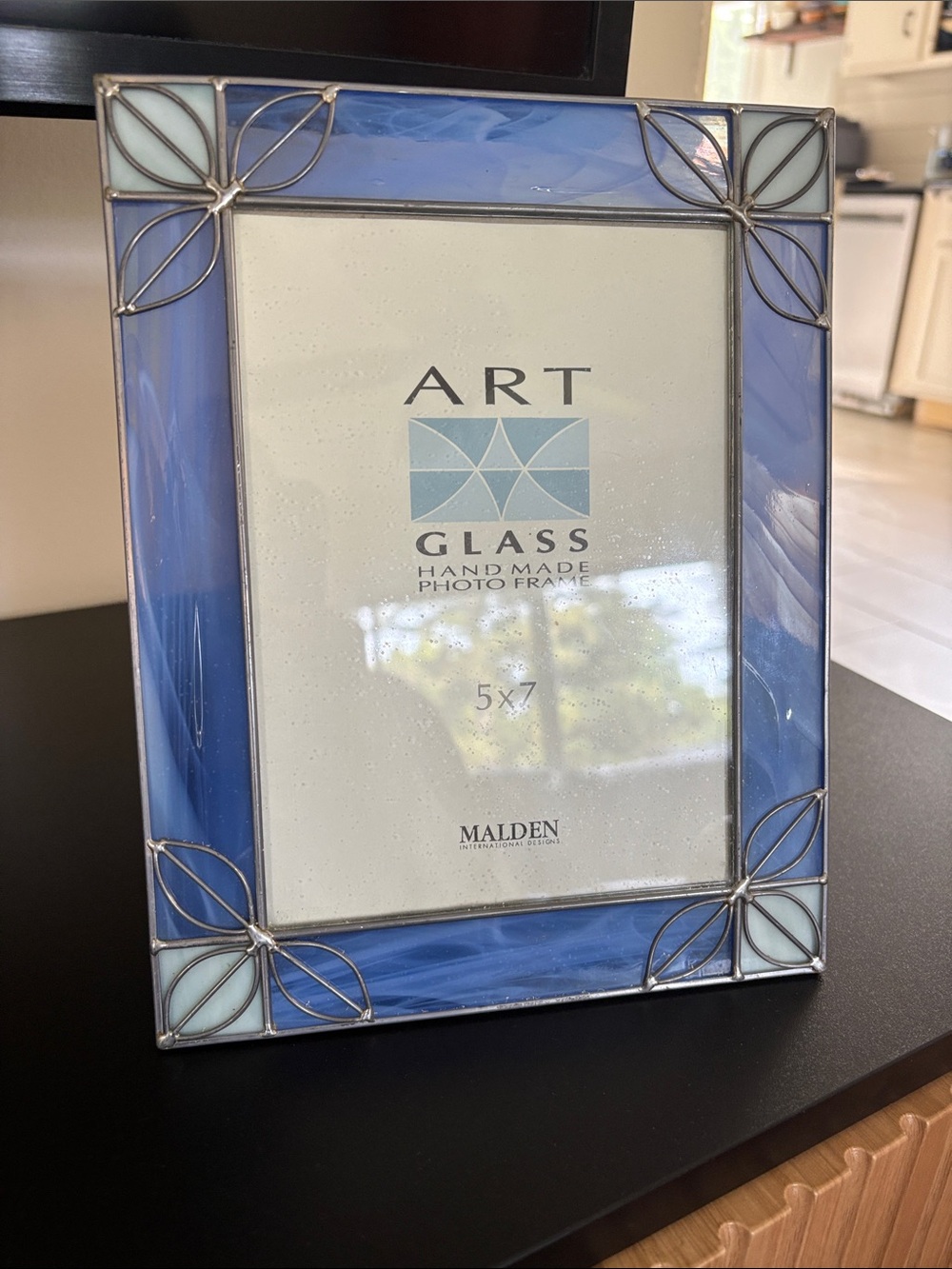 Malden Art Glass Handmade Blue Stained Glass Photo Frame - 5x7